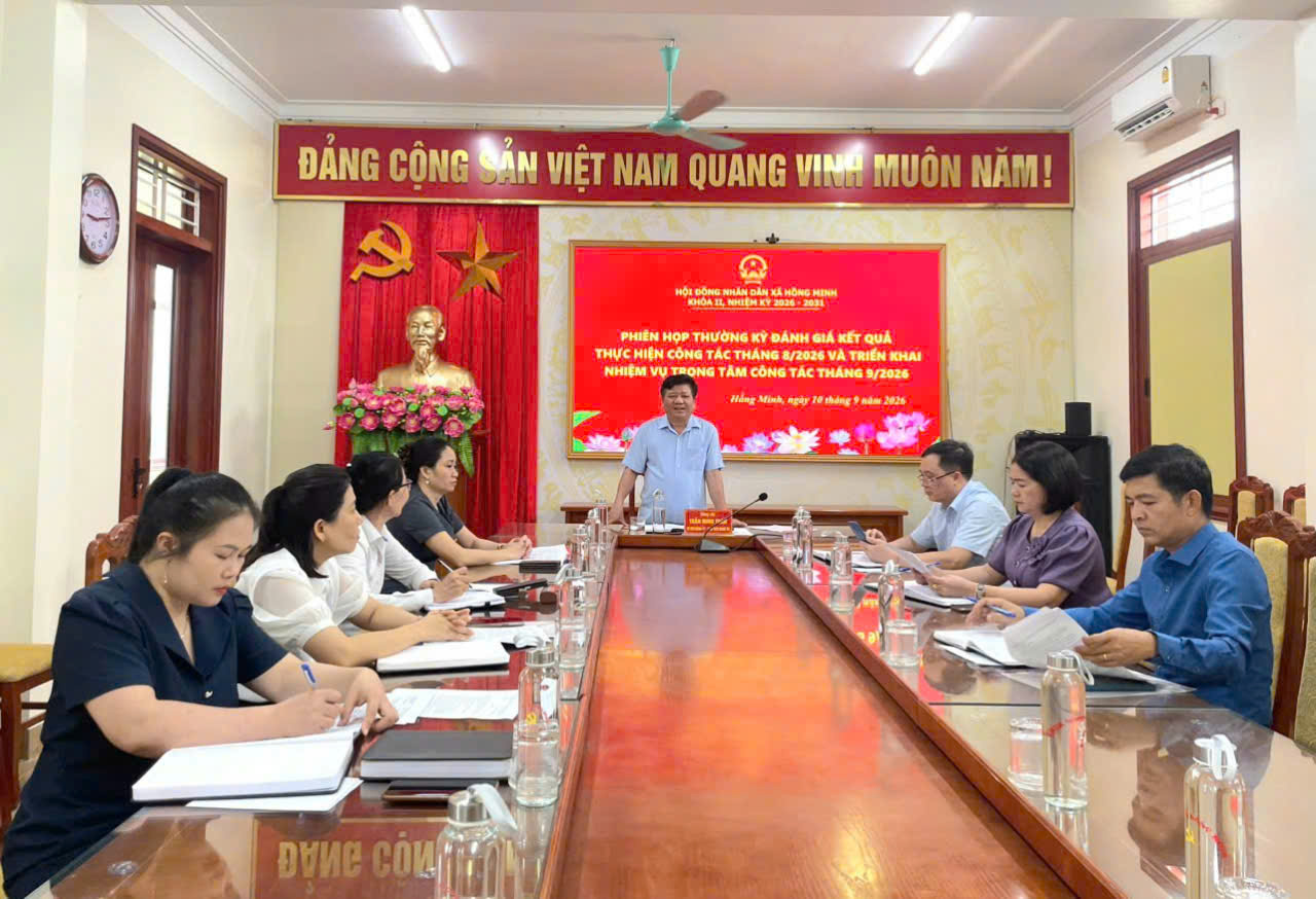 Thường trực HĐND xã Hồng Minh tổ chức phiên họp thường kì đánh giá kết quả thực hiện công tác tháng 8, triển khai nhiệm vụ trọng tâm tháng 9