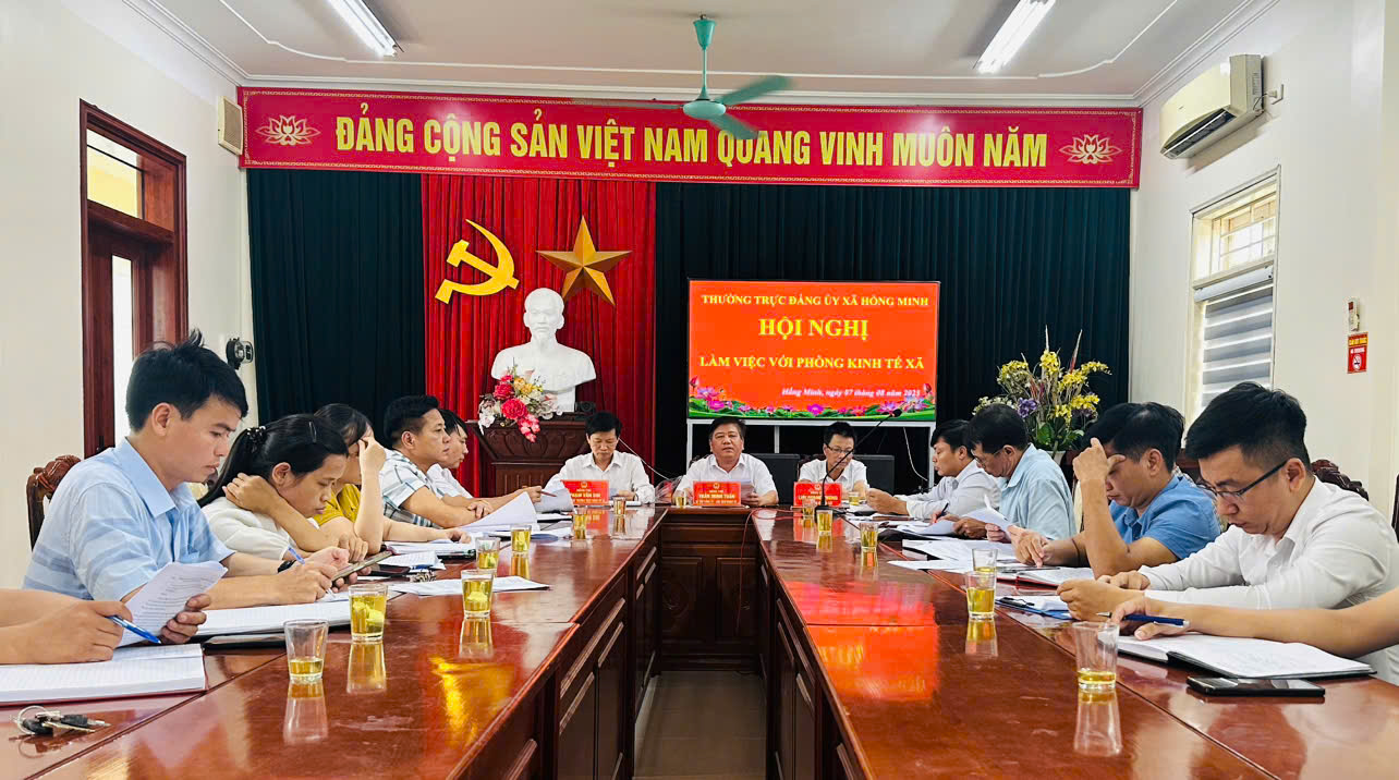 Thường trực Đảng uỷ làm việc với phòng kinh tế xã Hồng Minh