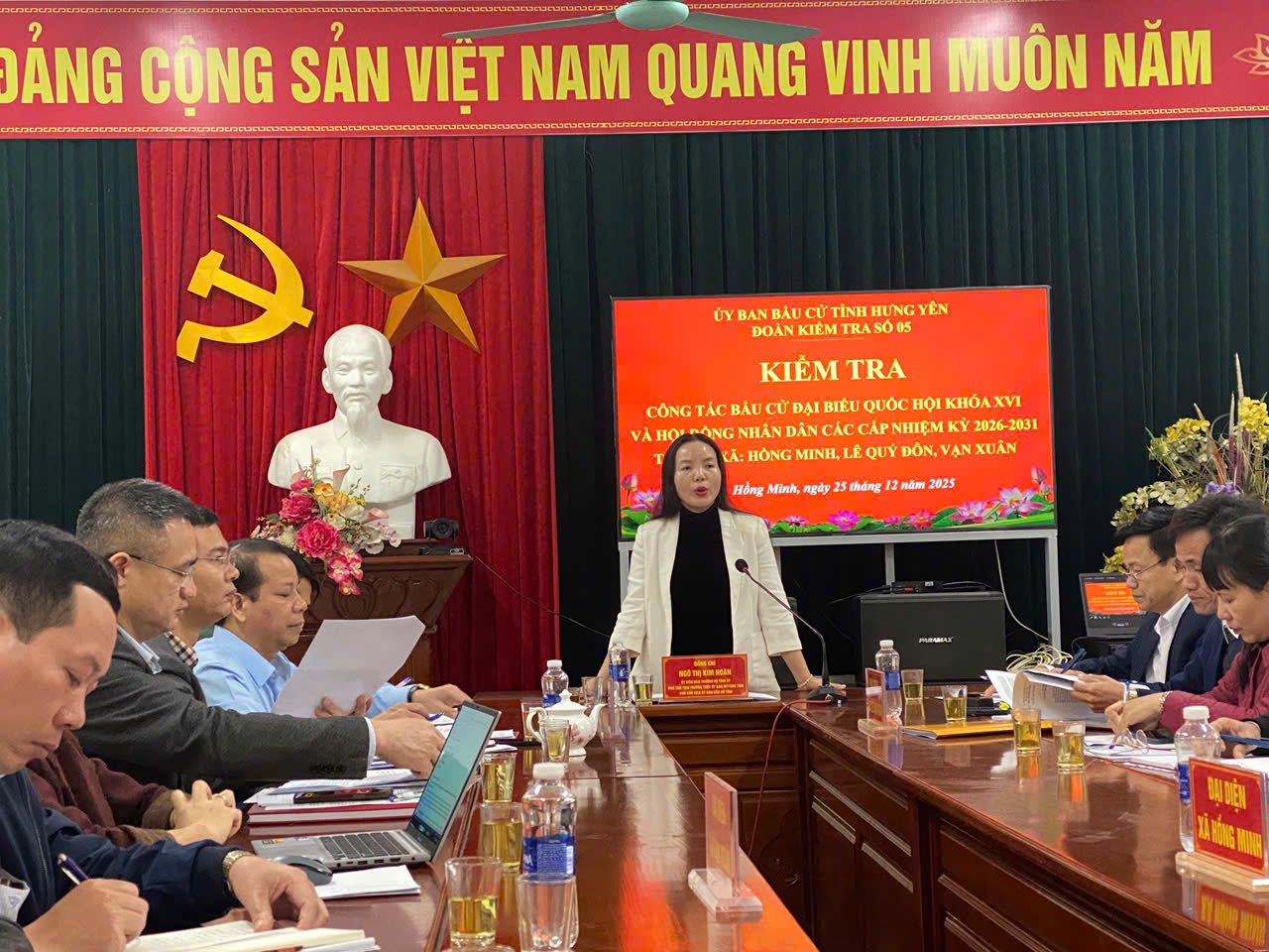 Đoàn kiểm tra số 5 của tỉnh Hưng Yên về làm việc với các xã Hồng Minh, Lê Quý Đôn, Vạn Xuân về công tác chuẩn bị bầu cử Đại biểu Quốc hội khóa XVI và bầu cử đại biểu HĐND các cấp nhiệm kỳ 2026 - 2031