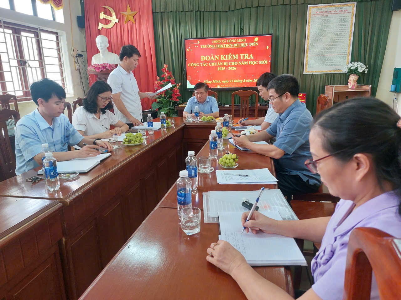 UBND xã Hồng Minh kiểm tra công tác chuẩn bị cho năm học mới 2025 – 2026