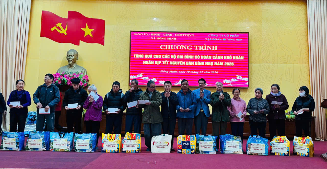 Công ty Cổ phần Tập đoàn Hương Sen trao quà Tết Nguyên đán Bính Ngọ 2026 tại xã Hồng Minh